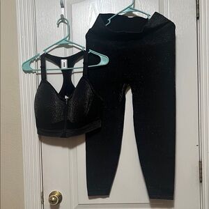 PINK vs Black Sparkly Activewear Set